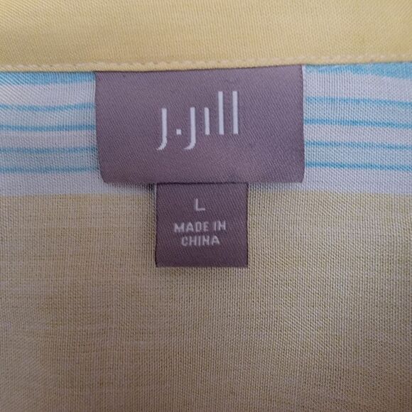 J. Jill 100% Silk Striped Button Up Top. Size L. - Picture 6 of 9